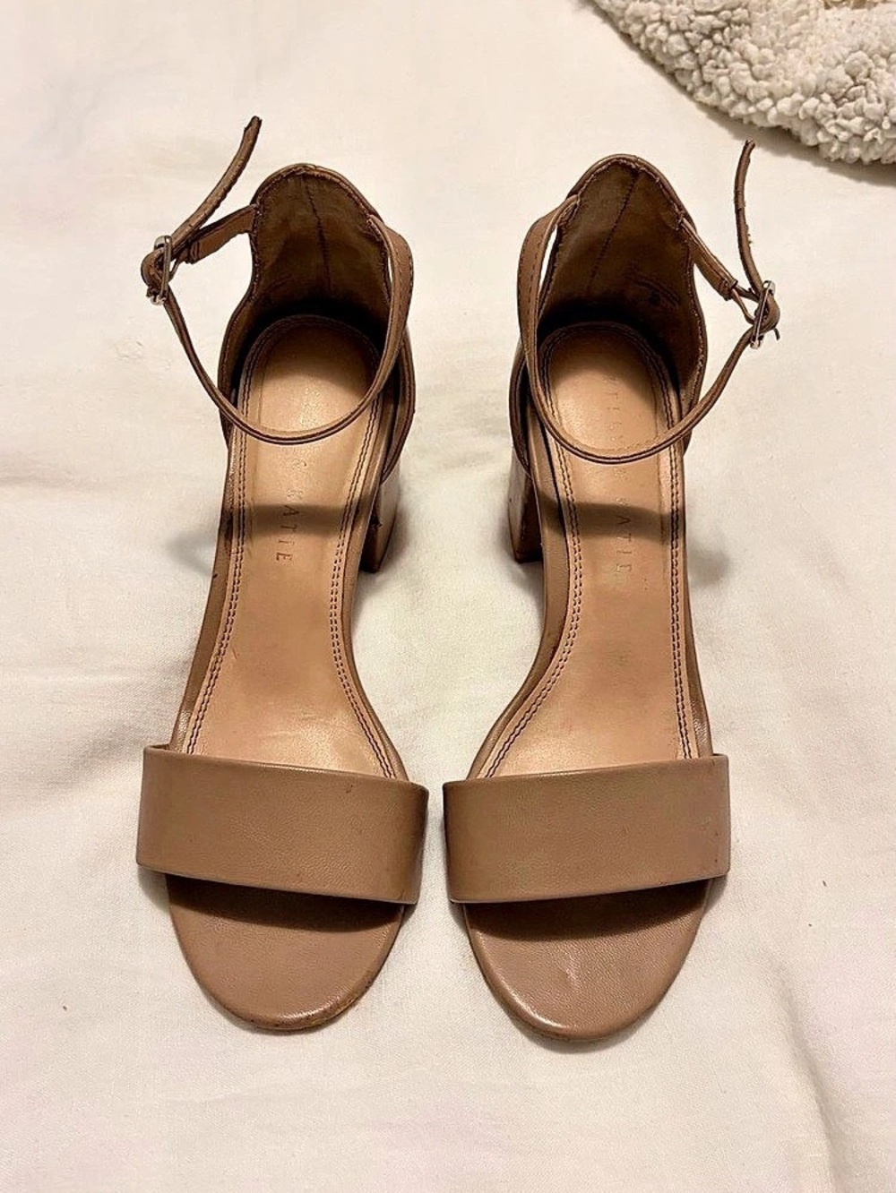 Kelly & Katie Block Heel Ankle Strap Sandals in Brown